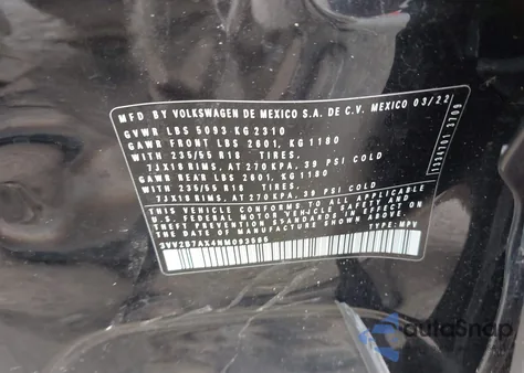 2022 Volkswagen Tiguan 2.0T Se from USA, damaged, VIN 3VV2B7AX4NM093585